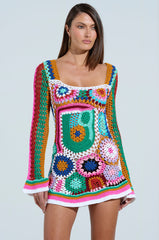 CROCHET ALL DAY COLORBLOCK MINI DRESS
