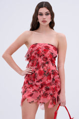 ROSIE RUFFLE PRINTED MINI DRESS
