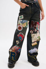 ARTS AND CRAFTS PATCH WORK DENIM PANTS