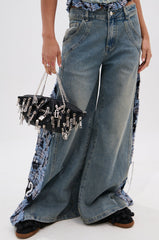 ON POINT PLAID EMBELLISHED DENIM PANT