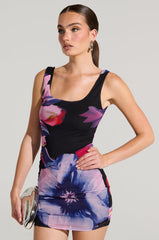 NOT YOUR TOY FLORAL MESH MINI DRESS