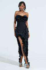 CITY LIGHTS RUFFLE MIDI DRESS