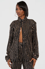 FLASHING LIGHTS BUTTON DOWN BLOUSE