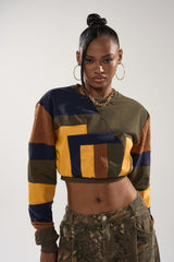 DORA COLOR BLOCKED CROP SWEATSHIRT