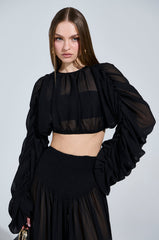 LAURA RUCHED CROPPED BLOUSE