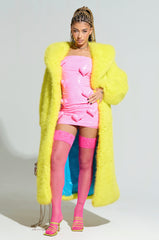 MANCHESTER HOODED FAUX FUR IN LIME