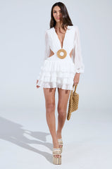 ON ISLAND TIME RUFFLED MINI DRESS-WHITE