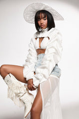 CORA SATIN BOLERO IN WHITE