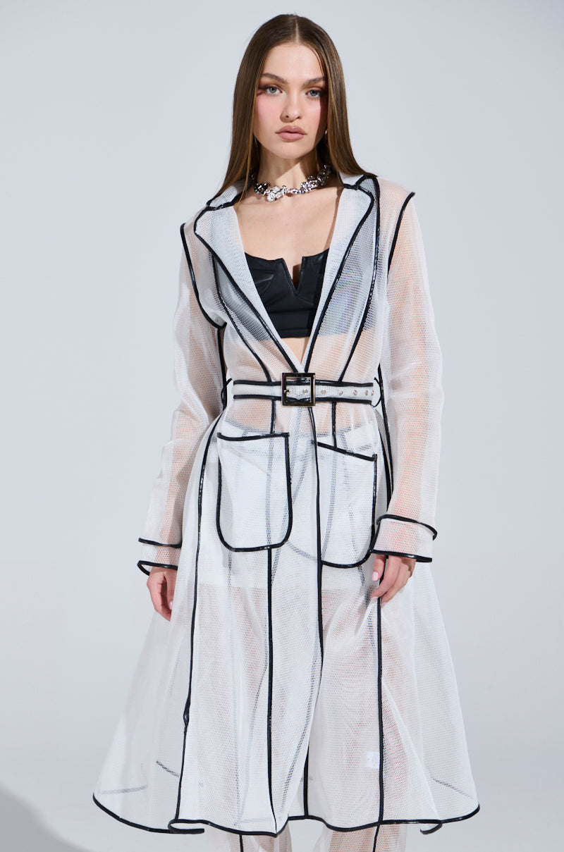 ONE TO WATCH MESH TRENCH IN WHITE