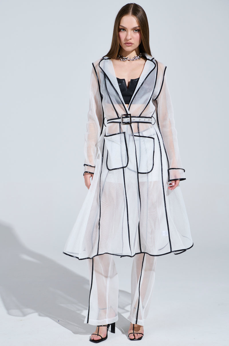 ONE TO WATCH MESH TRENCH IN WHITE