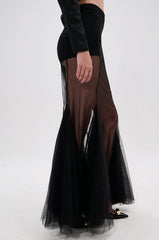 CHLOE MESH FLARE MAXI SKIRT