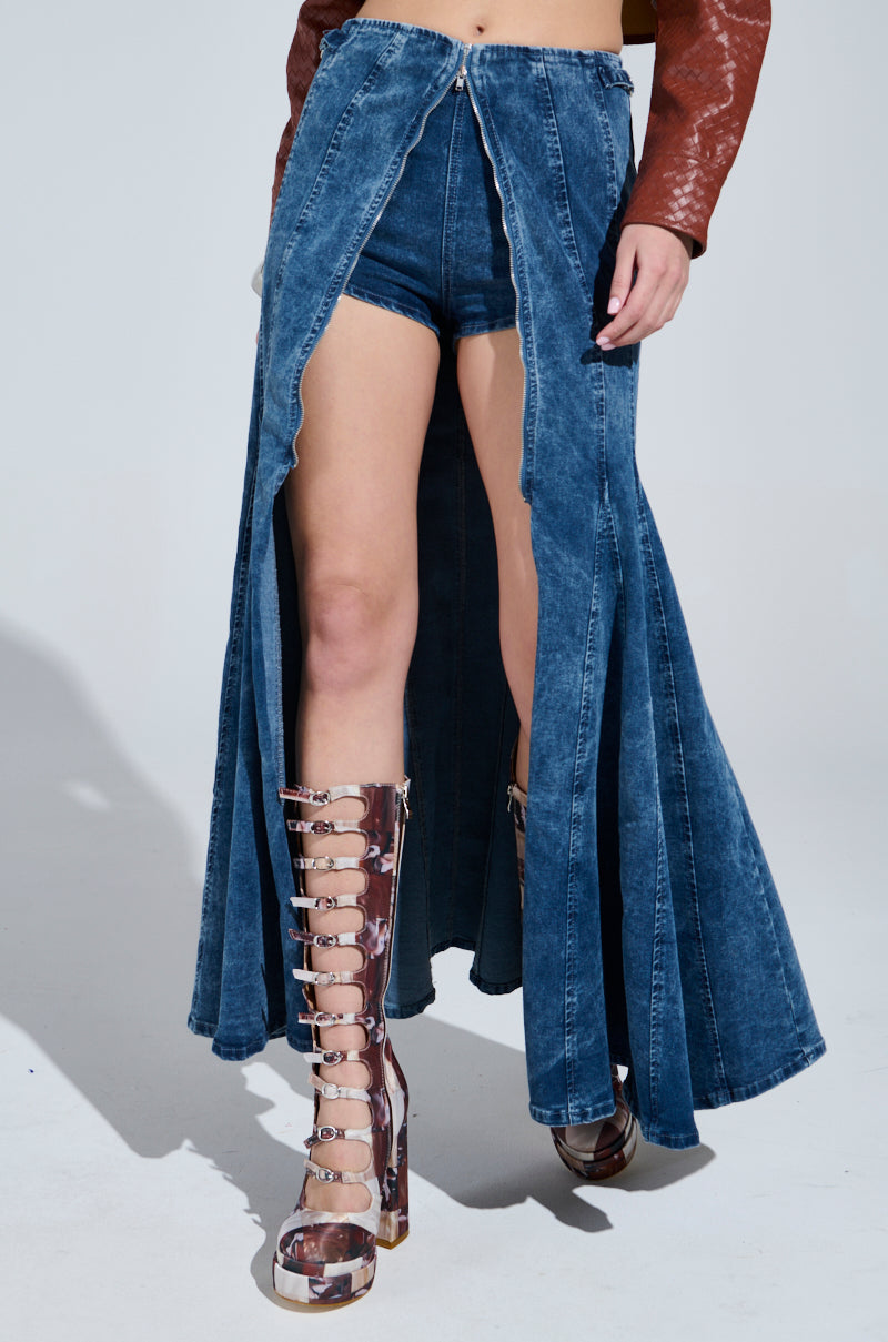 PAINTED LADY MAXI SKIRT WITH BUILT IN SHORT