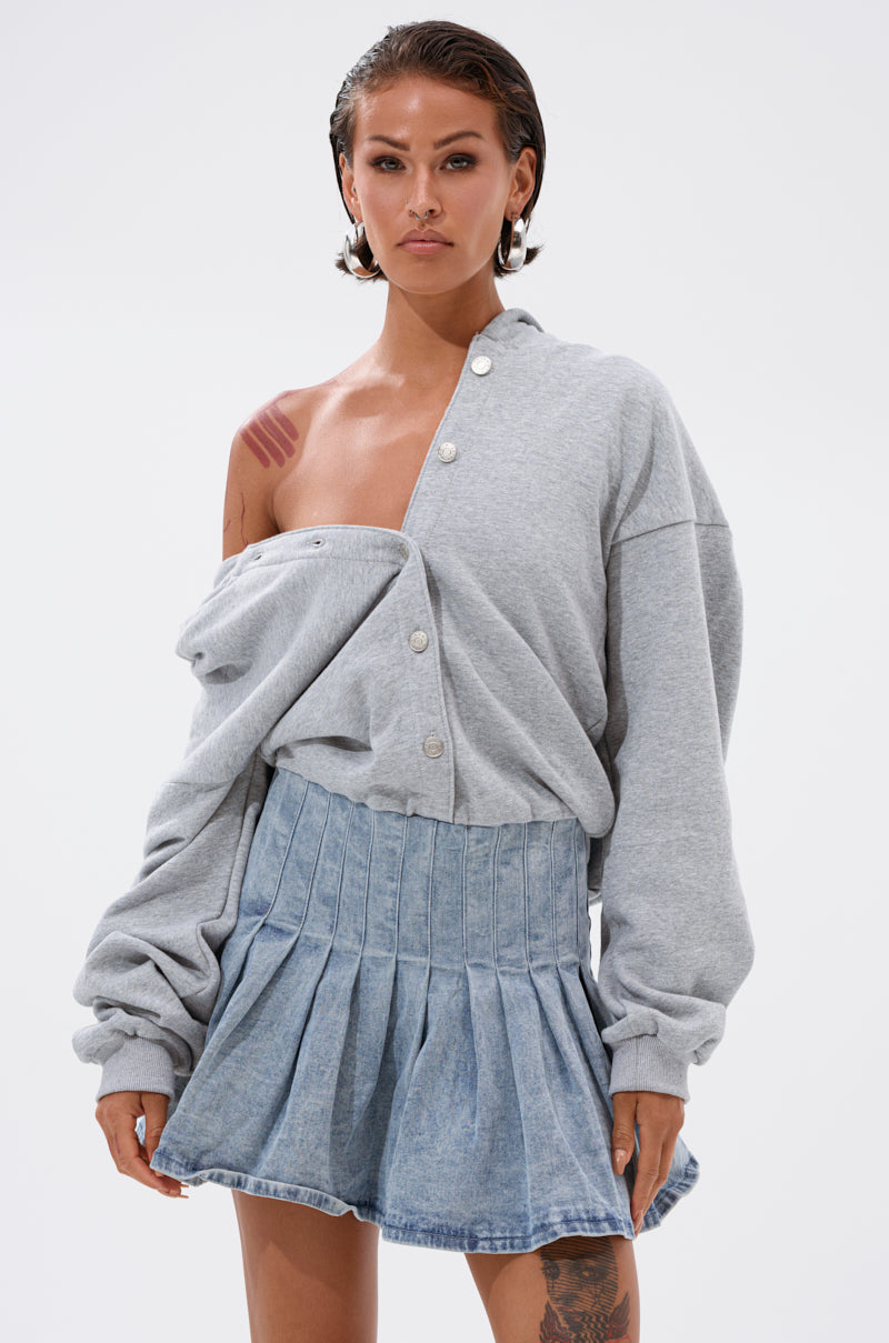 FELT CUTE SWEATSHIRT DENIM MINI DRESS