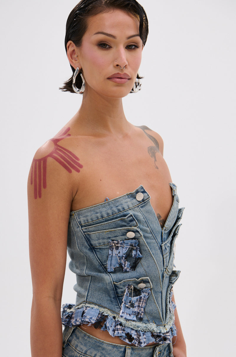 ON POINT PLAID EMBELLISHED CORSET