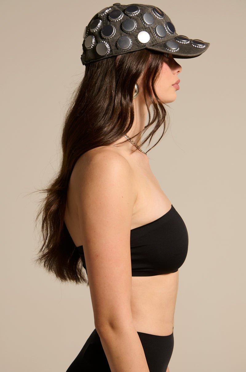 PAXTON SEAMLESS BLACK BANDEAU BRA TOP