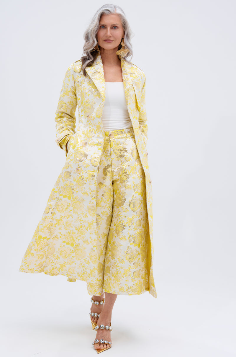 NO EXPECTATIONS CROPPED BROCADE PANTS
