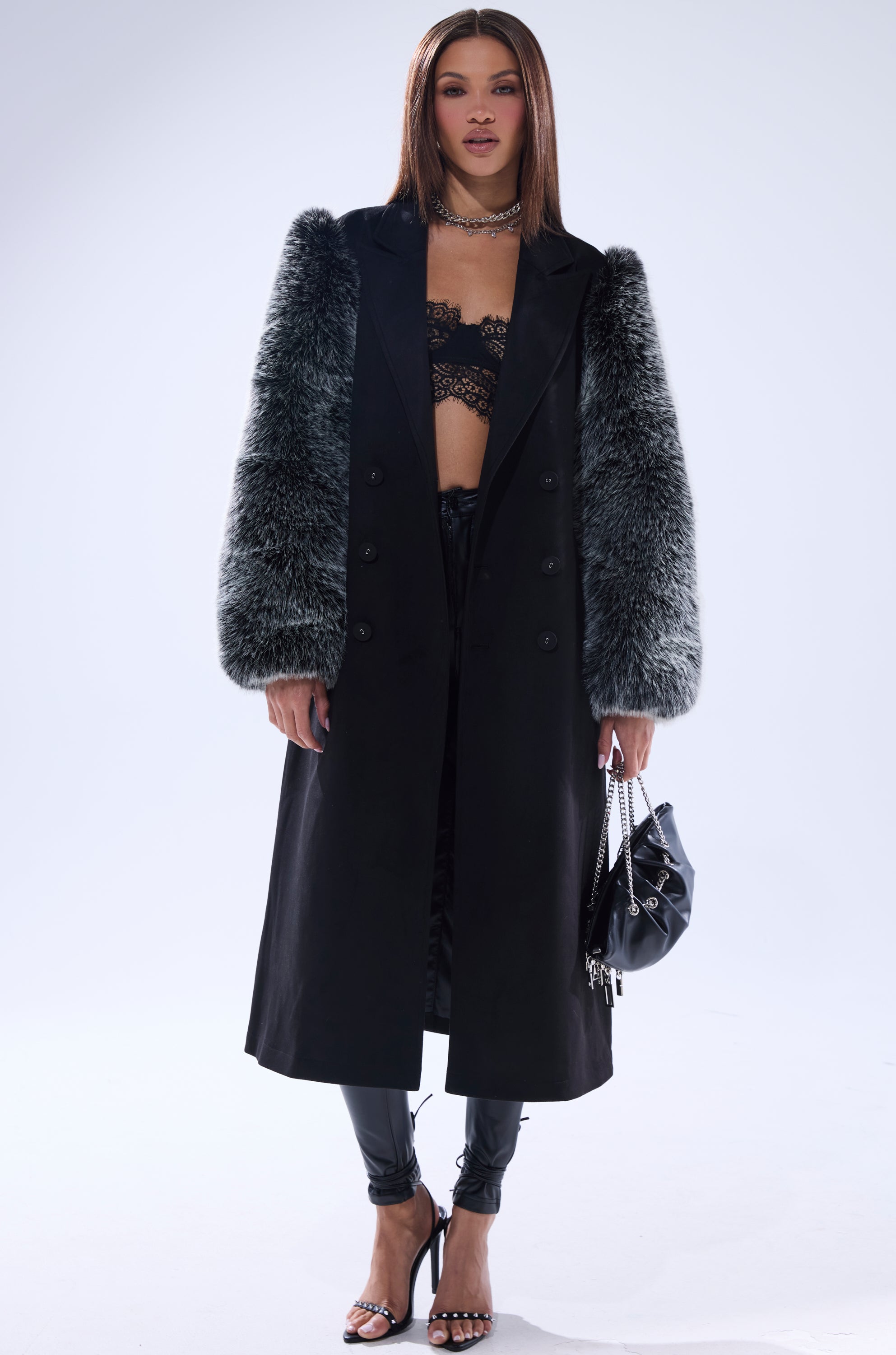 NOLITA FUR SLEEVE TRENCH