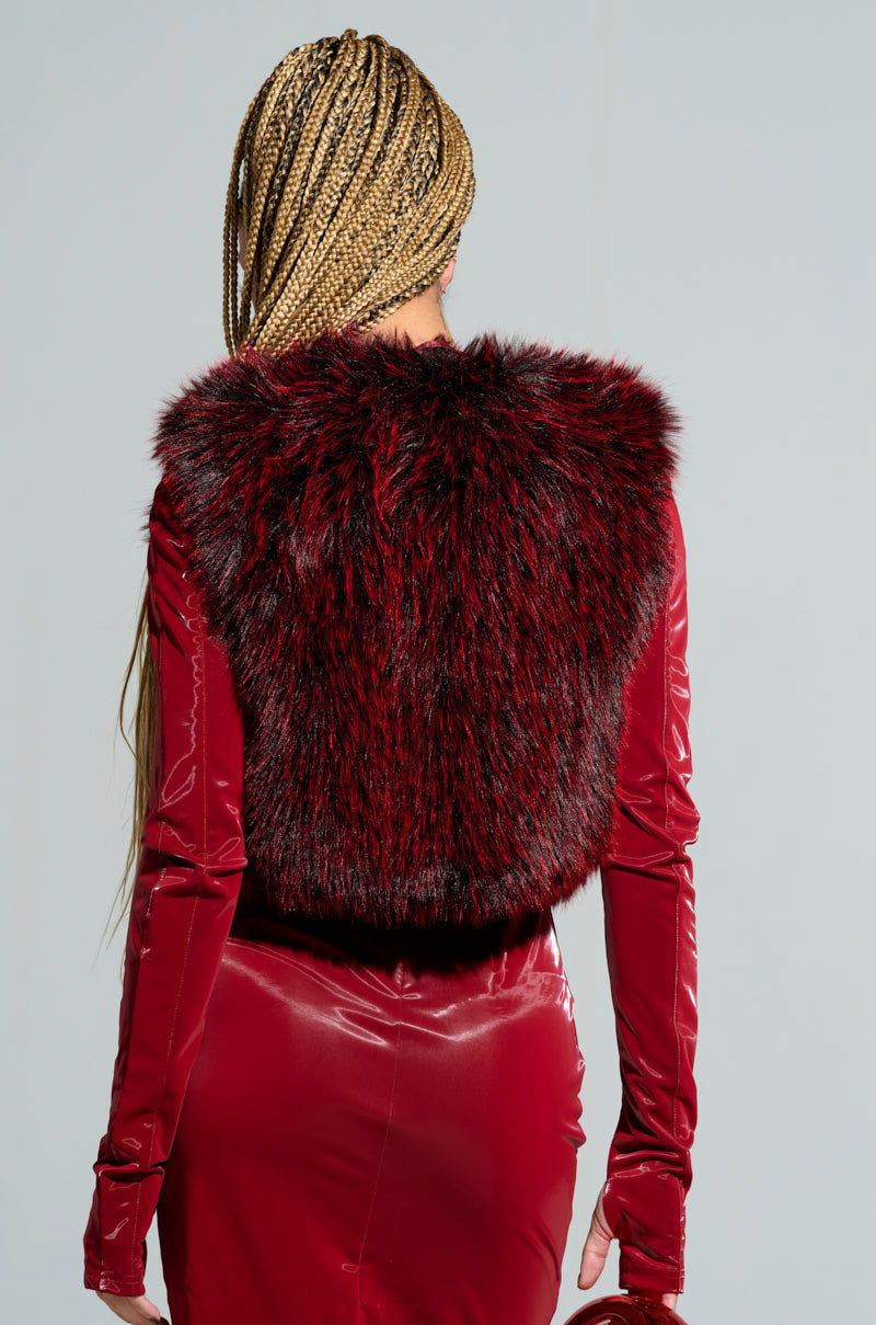 LIGHTS OUT FAUX FUR VEST IN RED