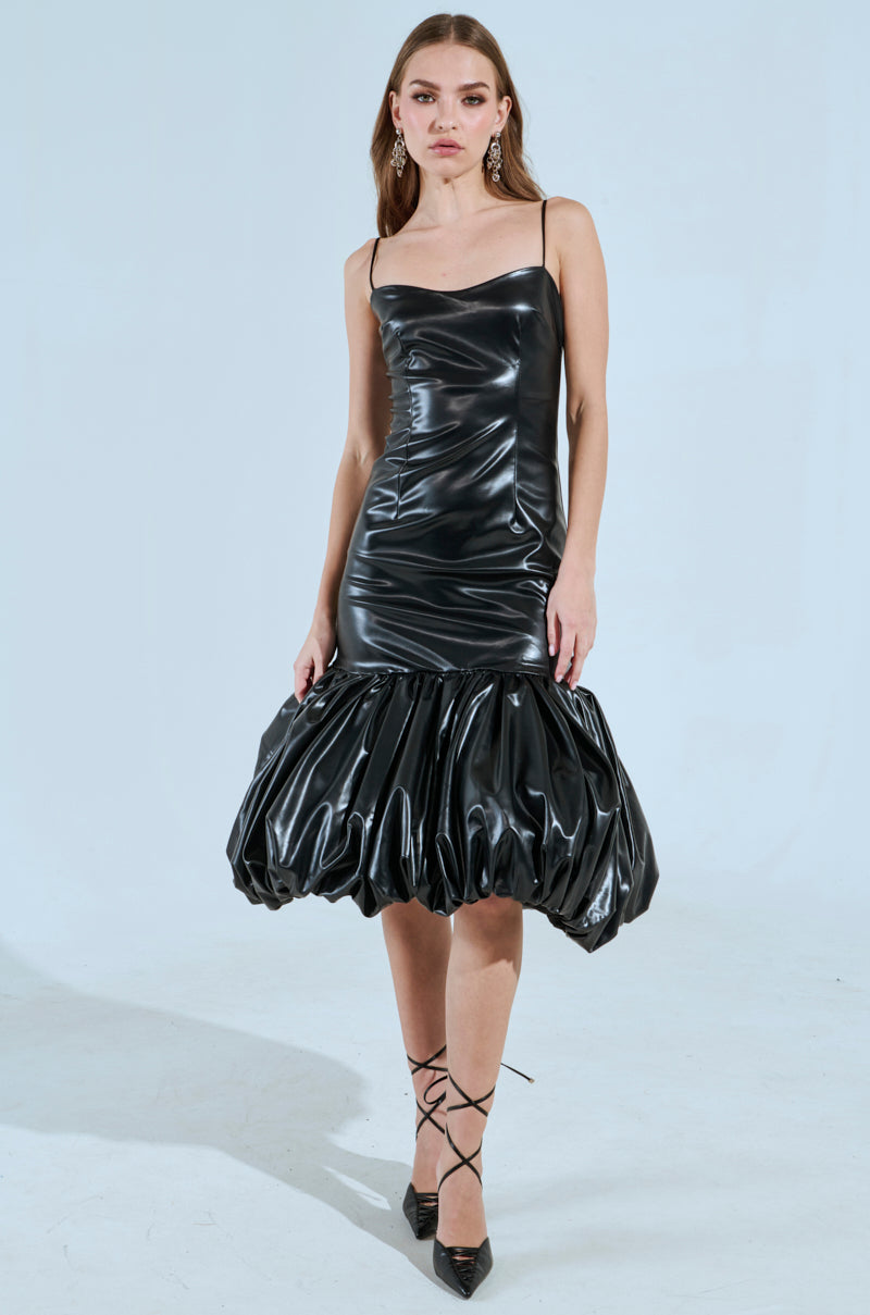 PHOEBE BUBBLE MIDI DRESS IN PU
