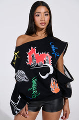 DEEP THOUGHTS OVERSIZED GRAPHIC SWEATSHIRT