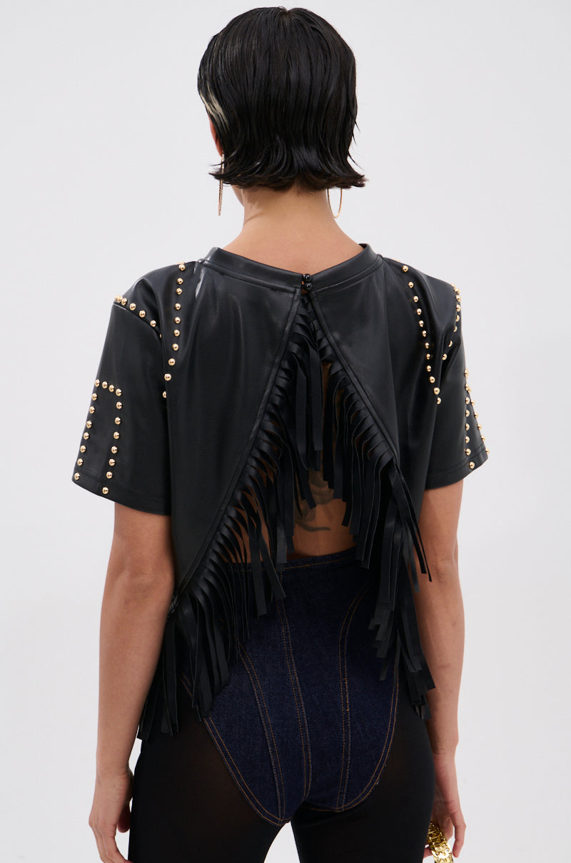 ROCKSTAR STUDDED FRINGE TOP