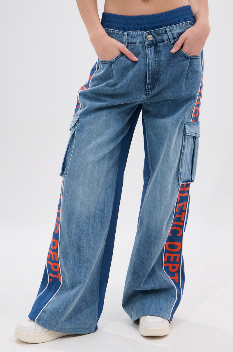 CHICAGO ATHLETICS DENIM TRACK PANTS