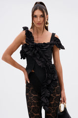 RUFFLES EVERYWHERE BANDAGE BLOUSE