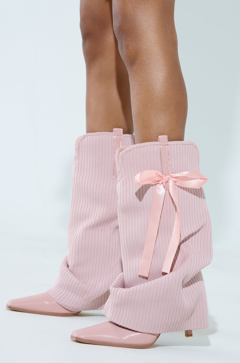 CODEWORDS PINK BOW STILETTO FOLD OVER BOOT