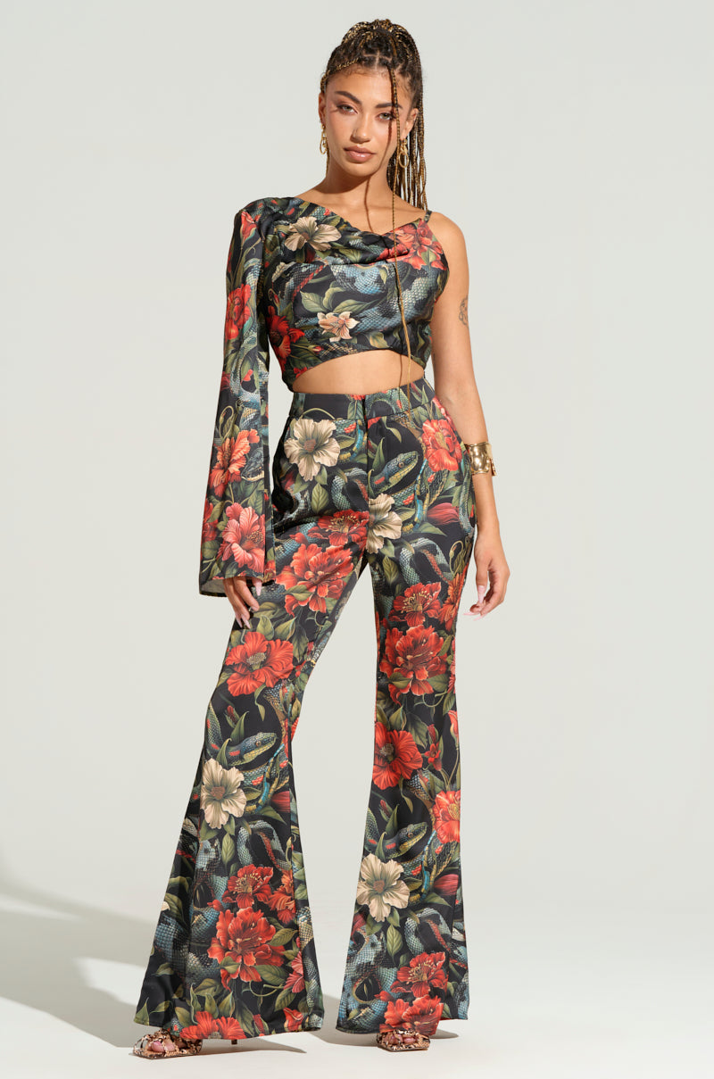DON'T GET IT TWISTED PRINTED SATIN BLOUSE