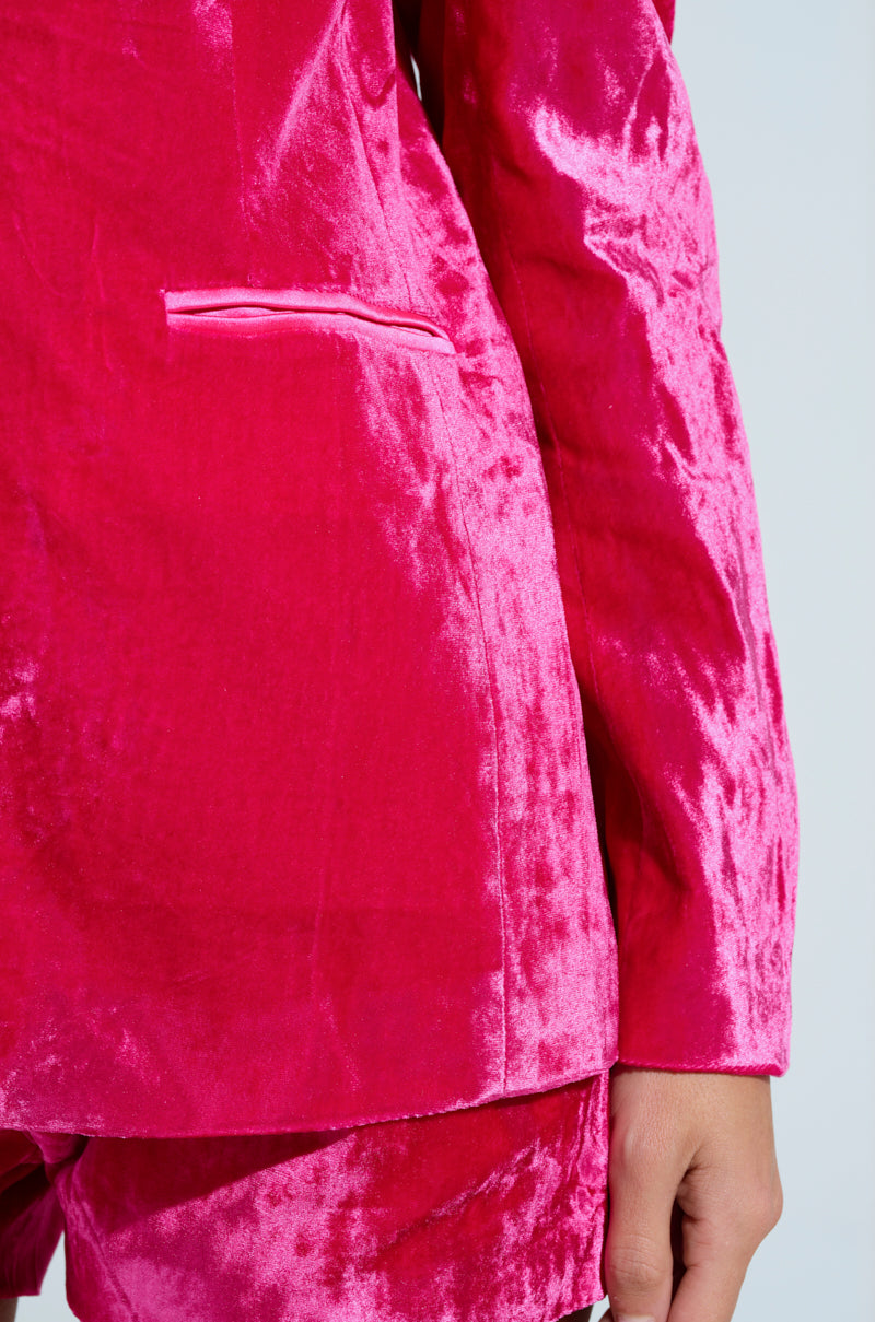 PRETTY IN PINK VELVET BLAZER