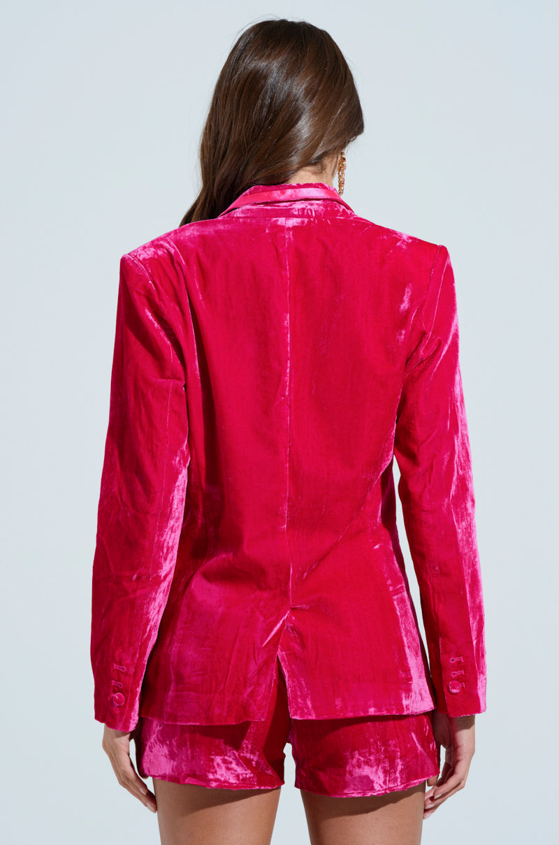 PRETTY IN PINK VELVET BLAZER