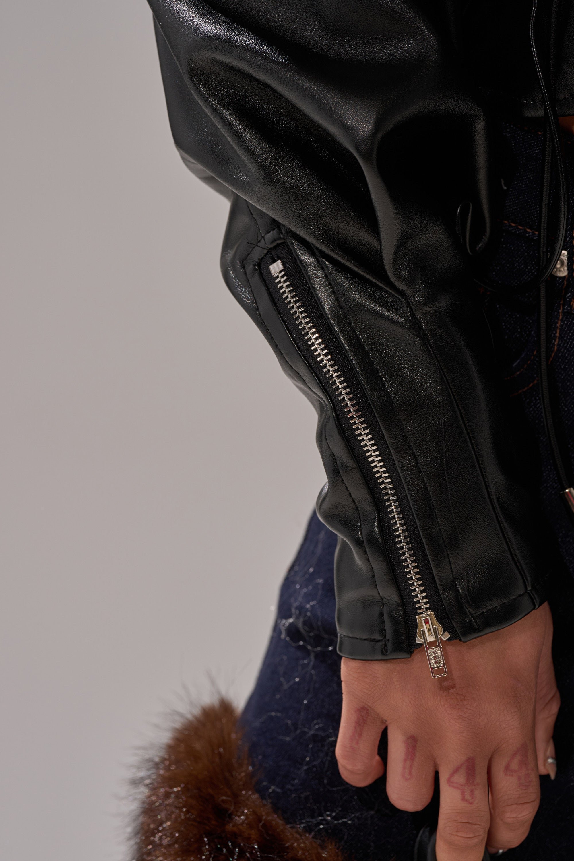 AUDREY FAUX LEATHER BLOUSE