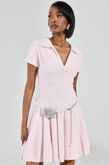 BOW DOWN GIRL MINI DRESS IN PINK