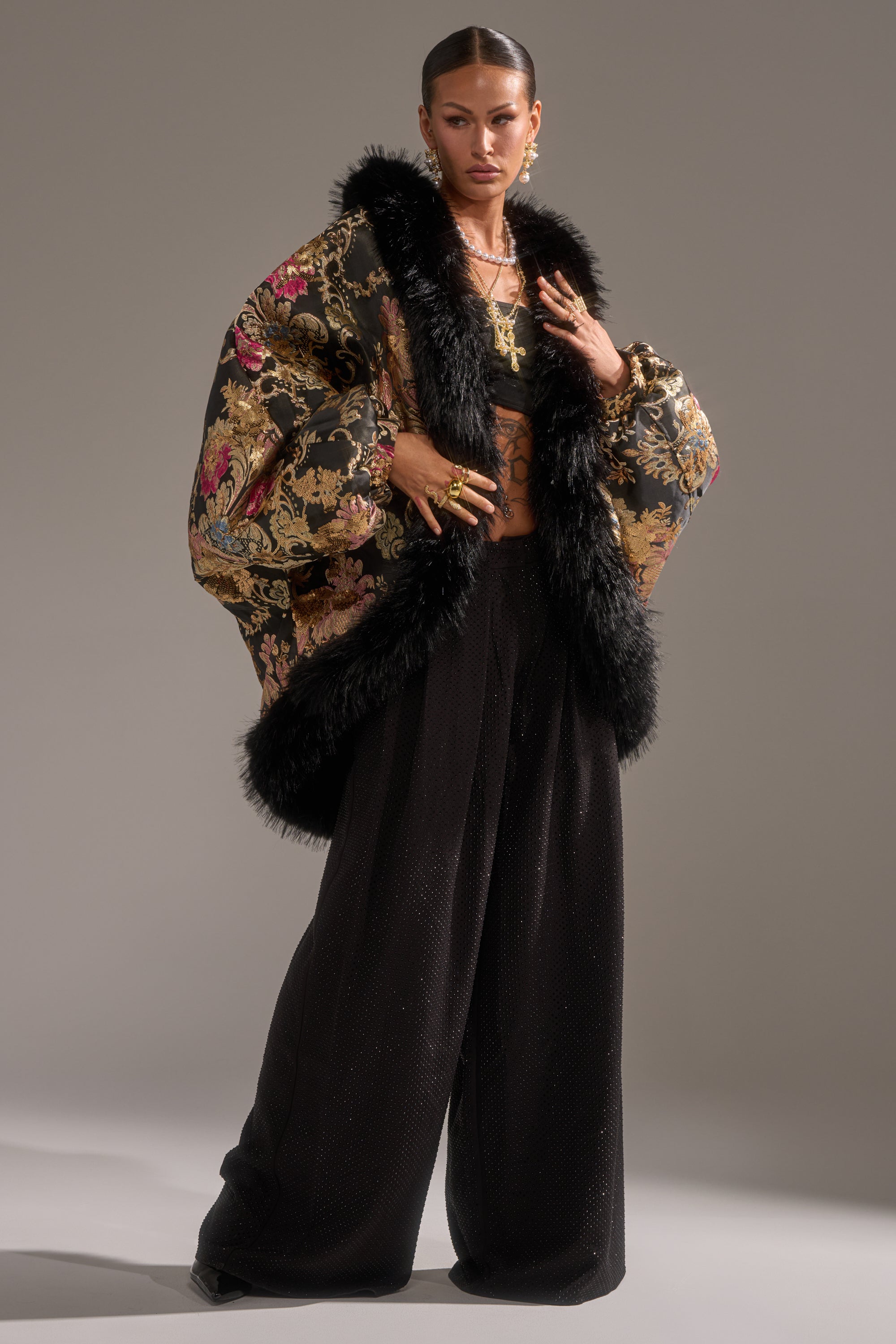 LOLA COCOON COAT IN BROCADE