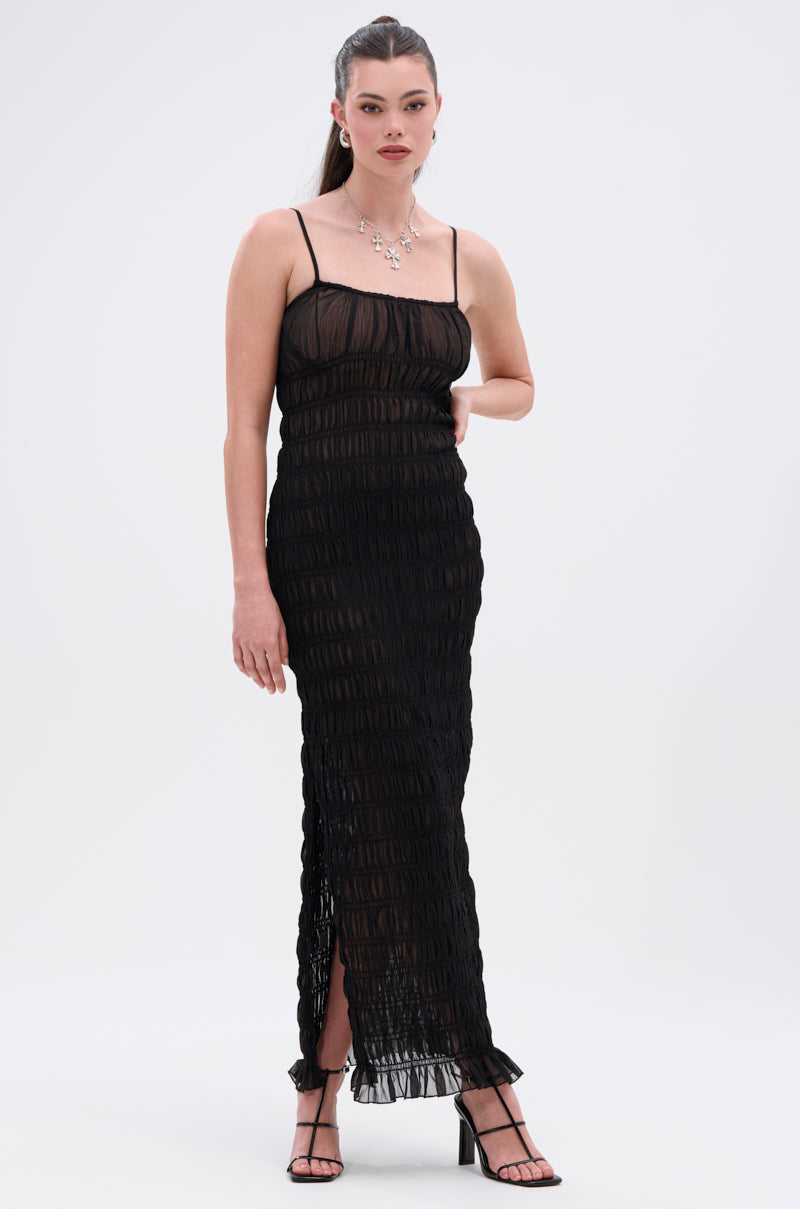 ON A BEACH OR A NIGHT OUT MESH MAXI DRESS