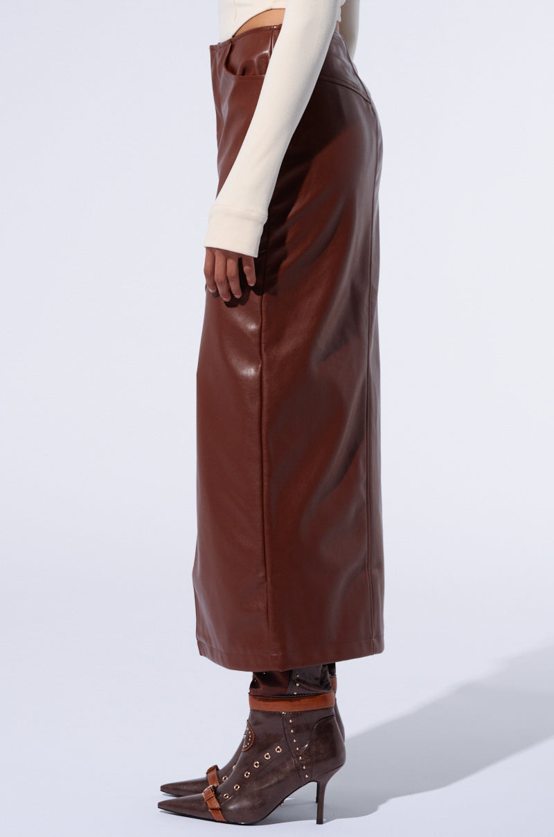 EARNED IT FAUX LEATHER MAXI SKIRT