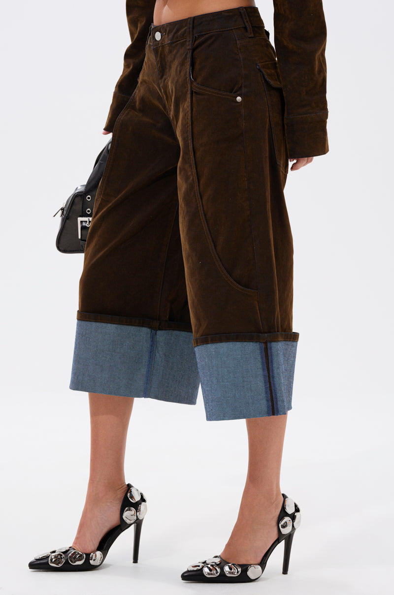 FALL VIBES VELVET BERMUDA SHORT