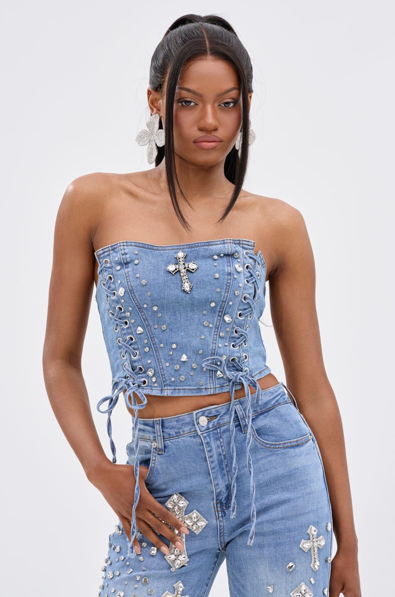 FEELING GRATEFUL RHINESTONE CORSET