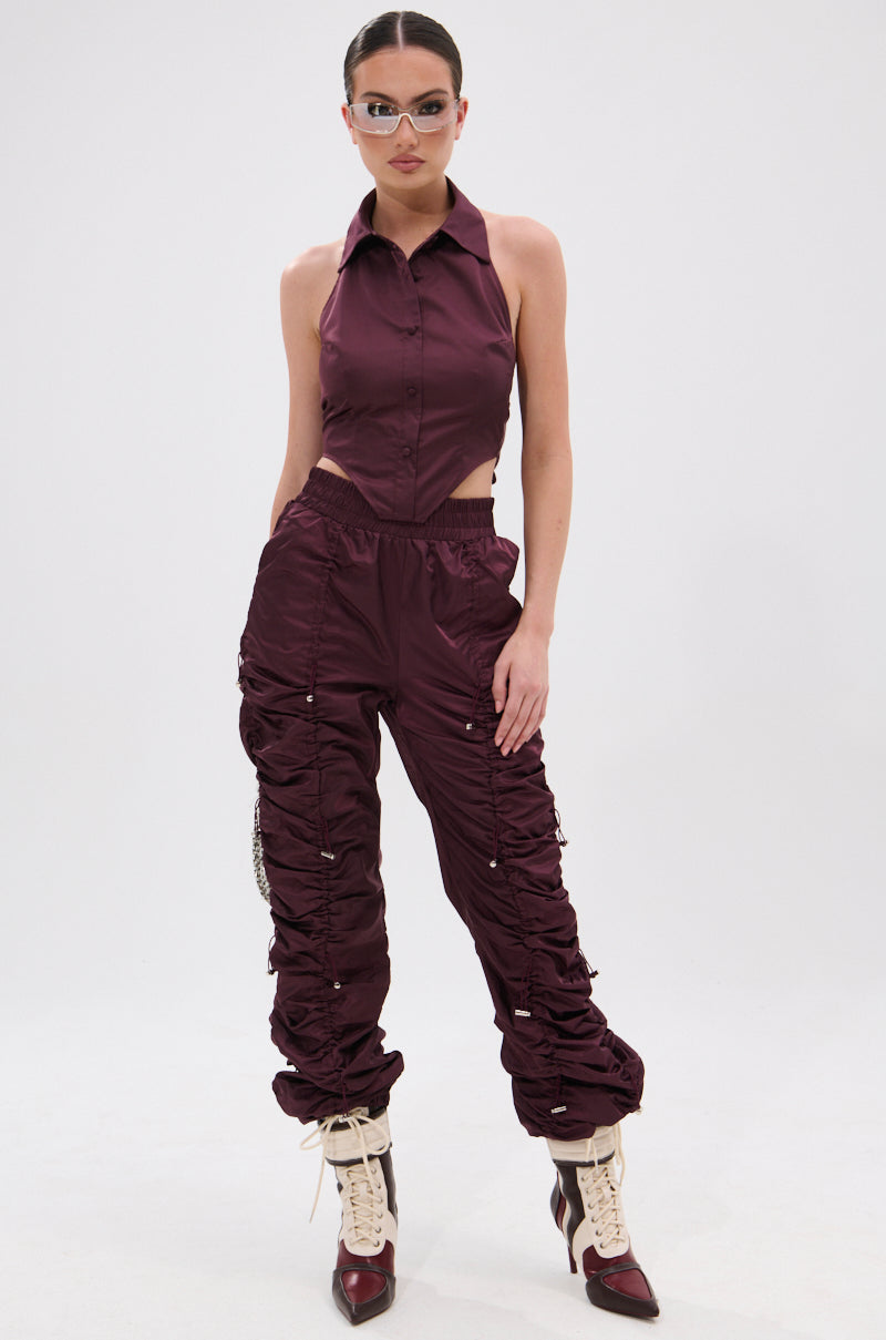 NO TIME FOR GAMES RUCHED JOGGER PANTS