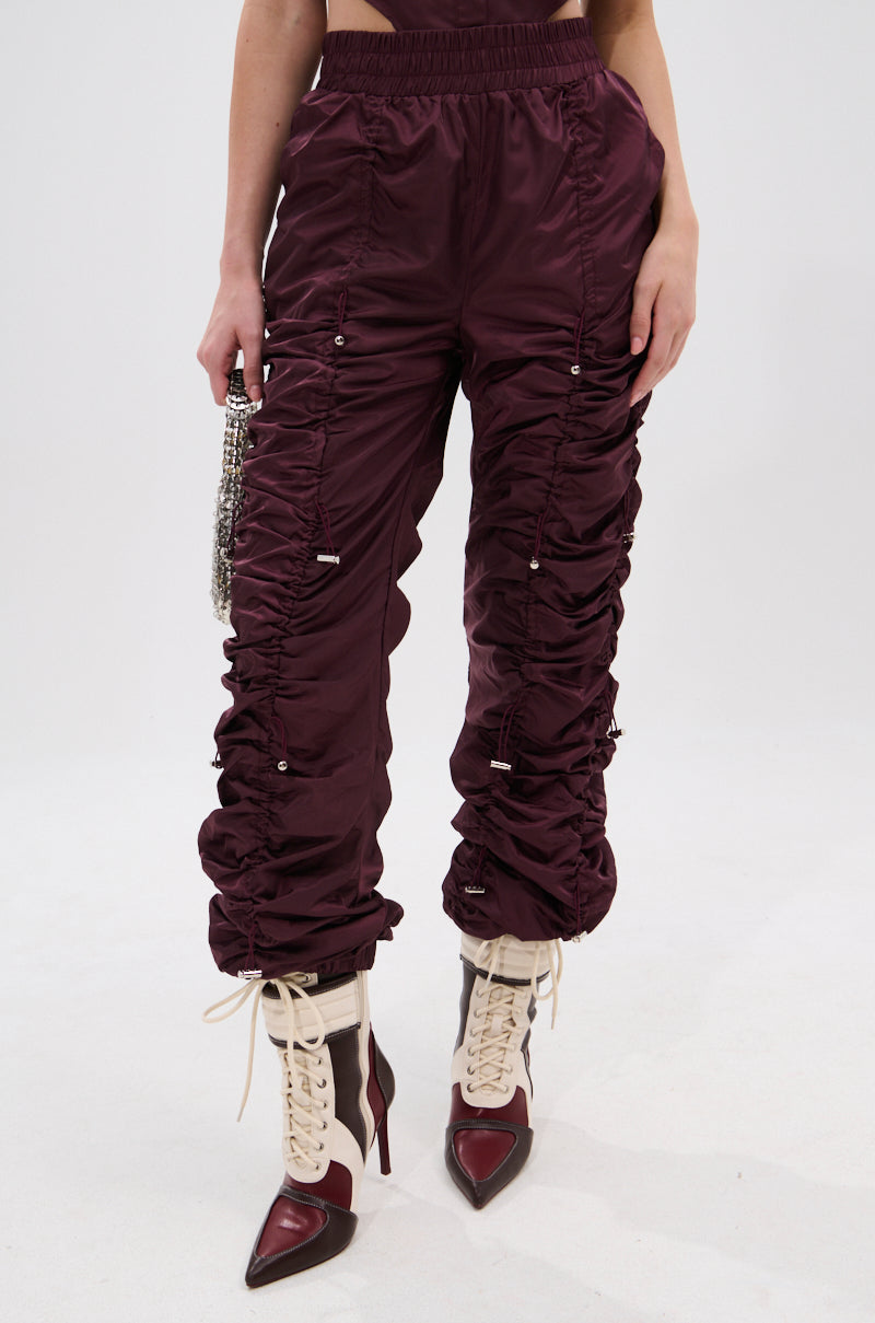 NO TIME FOR GAMES RUCHED JOGGER PANTS