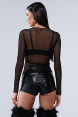 PAXTON DOUBLE LINED MESH LONG SLEEVE TOP