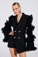 LIVING OVER THE TOP RUFFLE SLEEVE BLAZER MINI DRESS