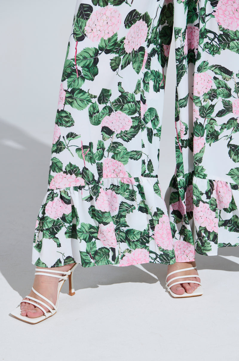 DIANE FLORAL WIDE LEG RUFFLE PANT