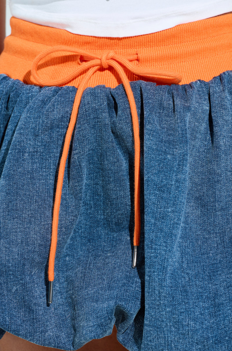 IN YOUR FACE DENIM BUBBLE SKIRT