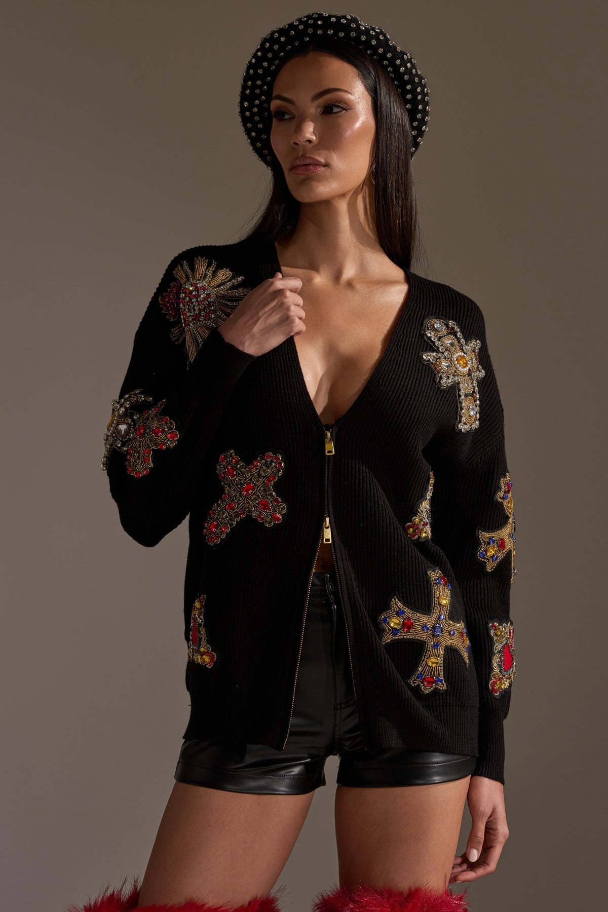 FEELING EXTRA EMBELLISHED SWEATER
