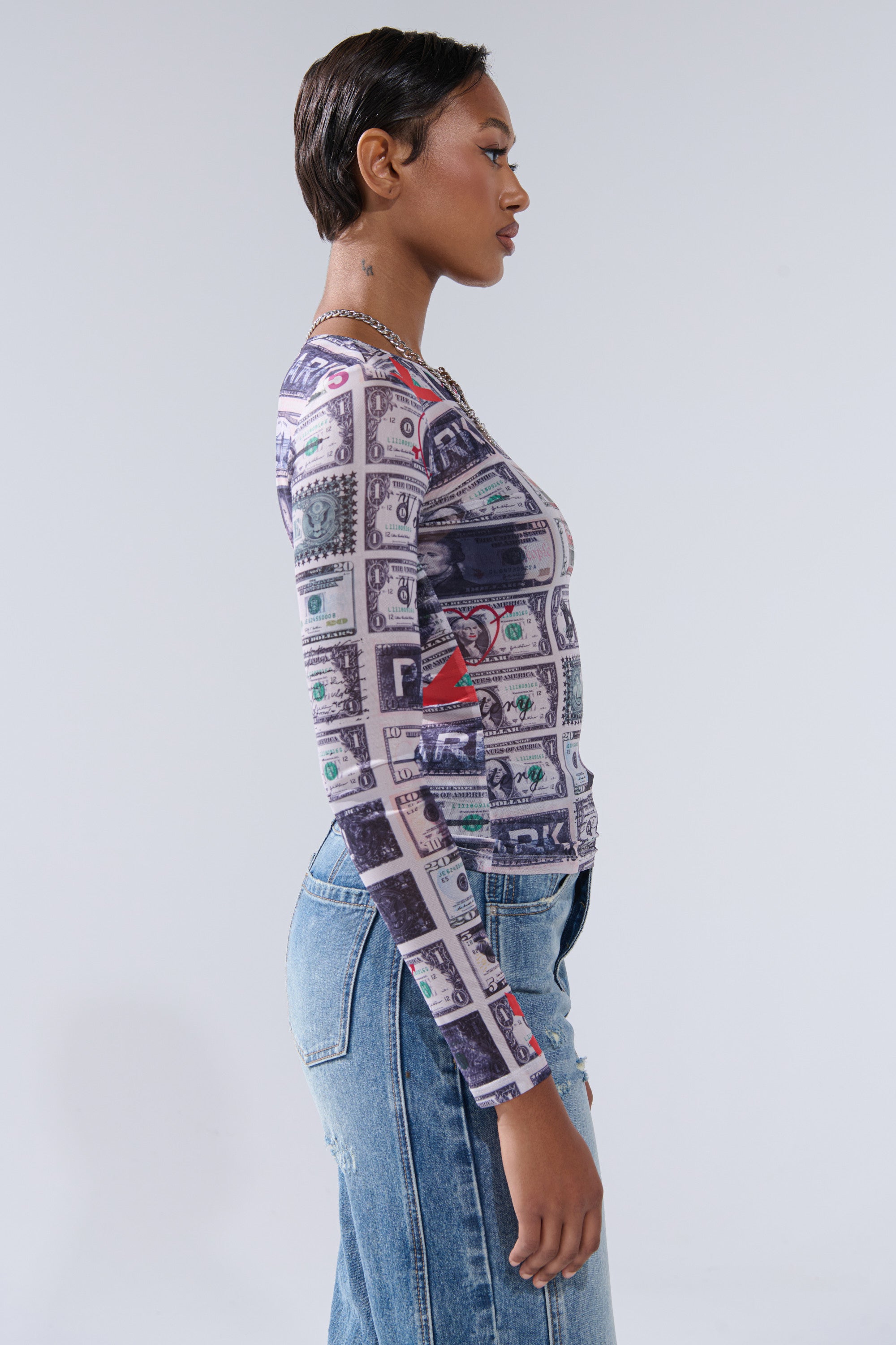 GIMME THE MONEY MESH LONG SLEEVE