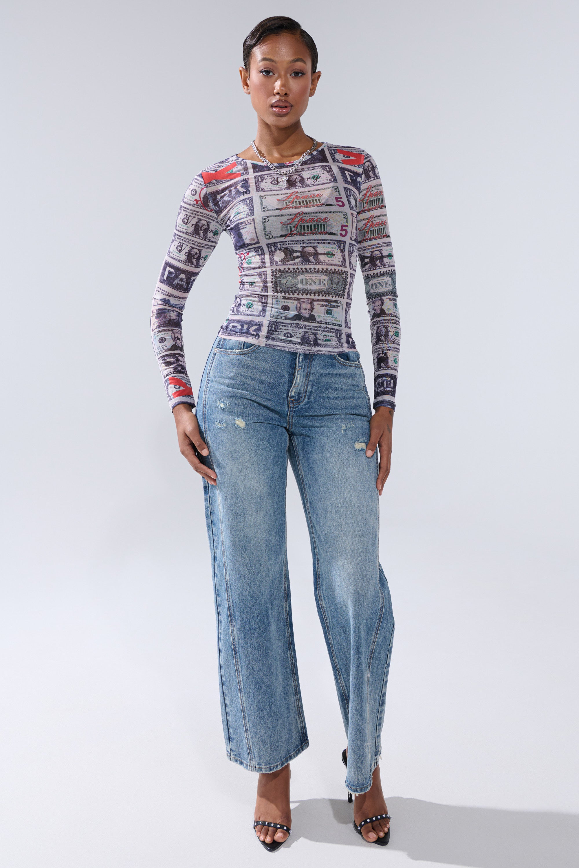 GIMME THE MONEY MESH LONG SLEEVE