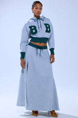 COLLEGIATE FRENCH TERRY MAXI SKIRT