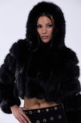 JOLENE FAUX FUR COAT IN BLACK