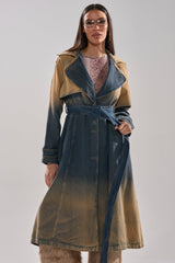 ACID WASHED DENIM TRENCH